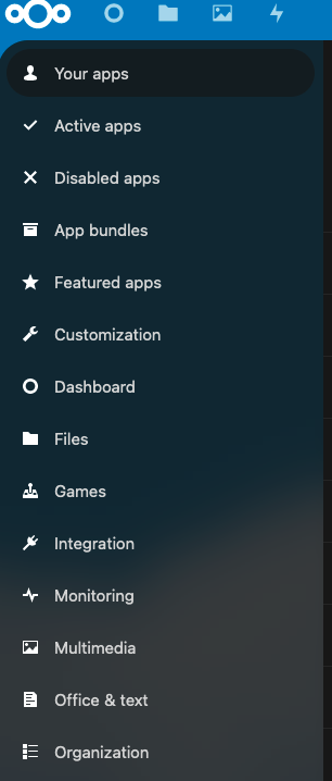 The Nextcloud applications page